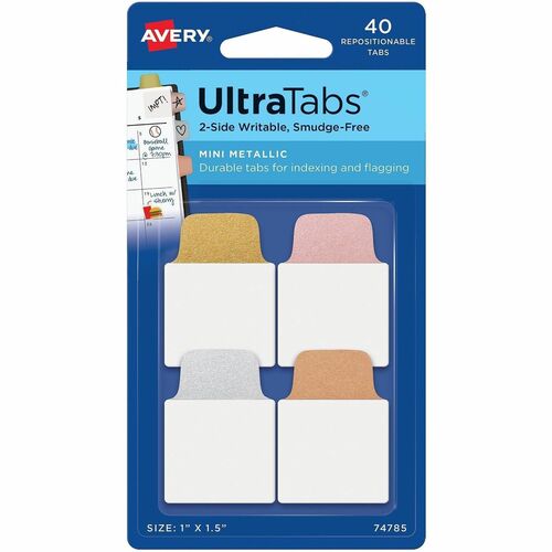 Tabs, Repositionable, 2-Sided, 1" x 1-1/2", AST 40/PK