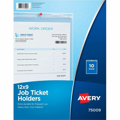 Job Ticket Holder, 9"x12", Heavy Weight, Vinyl/Clear 10/PK