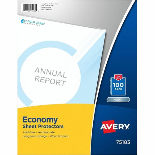 Sheet Protectors, Poly, For 8-1/2" x 11" Sheet, Clear, 100/BG 5/CT