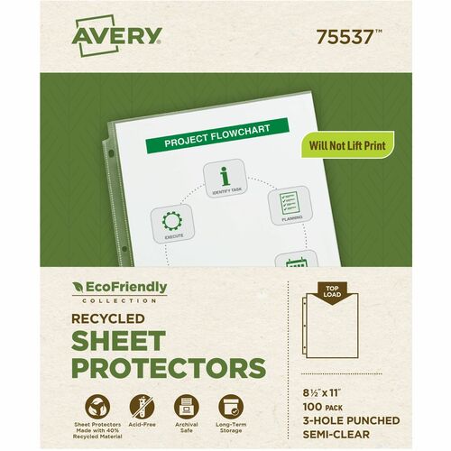 Sheet Protectors, Economy Weight, 11" x 8-1/2", Semi-Clear 100/BX