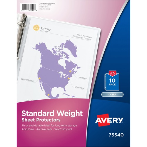 Sheet Protectors, 3-Hole, Top-Load, 8-1/2" x 11", Clear 10/PK