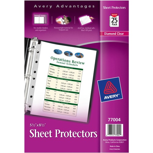 Sheet Protectors, Heavywt, 7 Hole Punch, 5-1/2"x8-1/2", Clear 25/PK