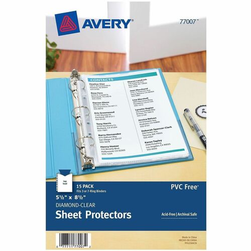 Sheet Protectors, Heavywt, 7 Hole Punch, 5-1/2" x 8-1/2", Clear, 10/BG 10/CT