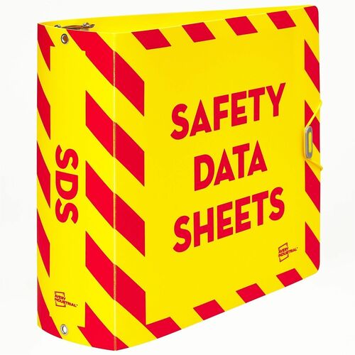 SDS Binder, Poly, With 36" L Chain, 3" / 735-Sheet Capacity, Letter, Yellow/Red