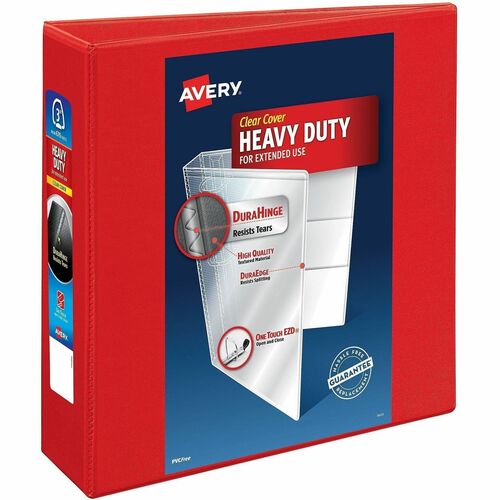 View Binder, Heavy-Duty, Easy-D Open Ring, 3" Cap, Red