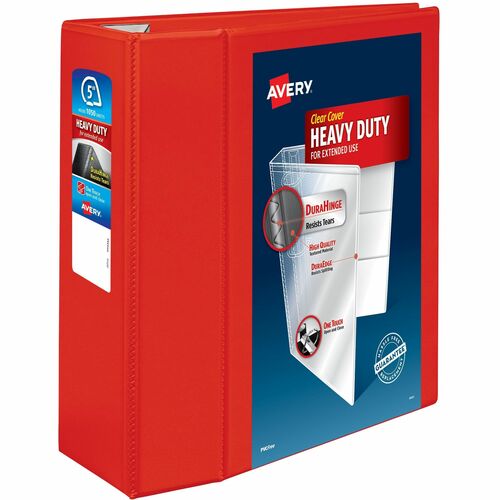 View Binder, Heavy-Duty, EZD Ring, 5" Cap, Red