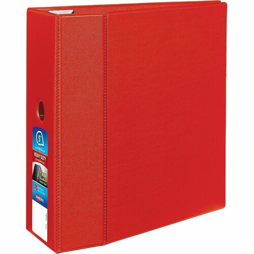 Binder, DuraHinge, 4 Pockets, 5" Capacity, 8-1/2" x 11", Red