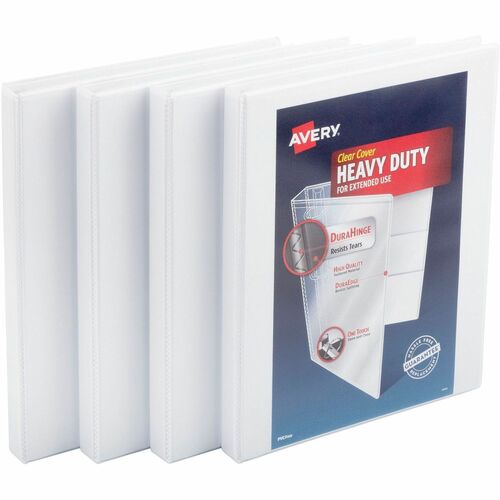 View Binder, Durahinge & Edge, Heavy Duty, 1/2" Cap, 8-1/2" x 11", White 4/PK