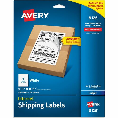 Shipping Labels, Inkjet, 5-1/2" x 8-1/2", White 50/PK