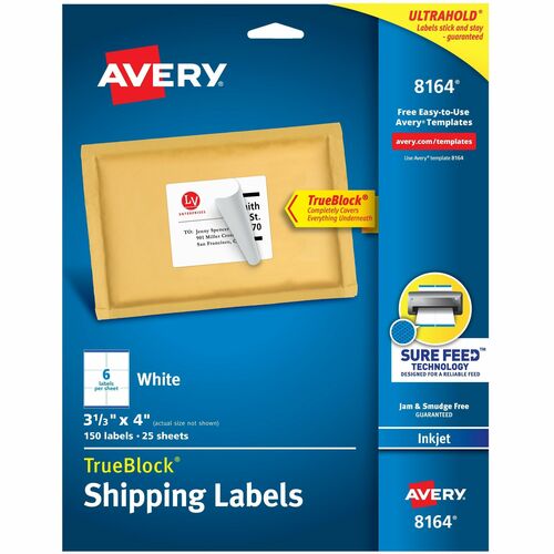 Inkjet Labels, Shipping, Permanent, 3-1/3" x 4", WE 150/PK