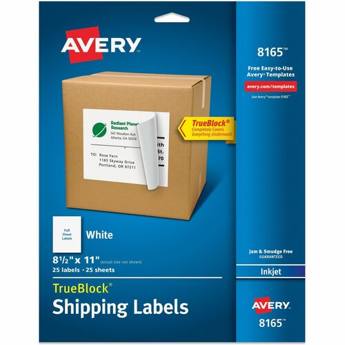 Inkjet Labels, Full Sheet, Permanent, 8-1/2" x 11", We 25/PK