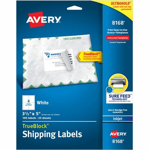 Inkjet Labels, Shipping, Permanent, 3-1/2" x 5", WE 100/PK