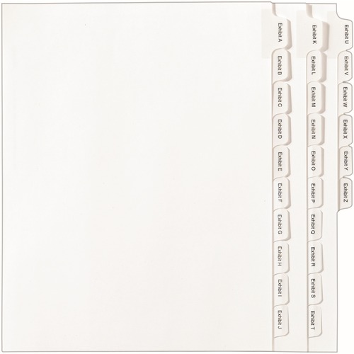 Index Dividers, Legal Exhibit, Alphabetical, A-Z, White