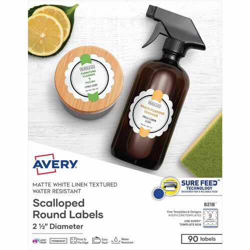 Textured Scallop Round Labels, 2-1/2" D, WE 90/PK