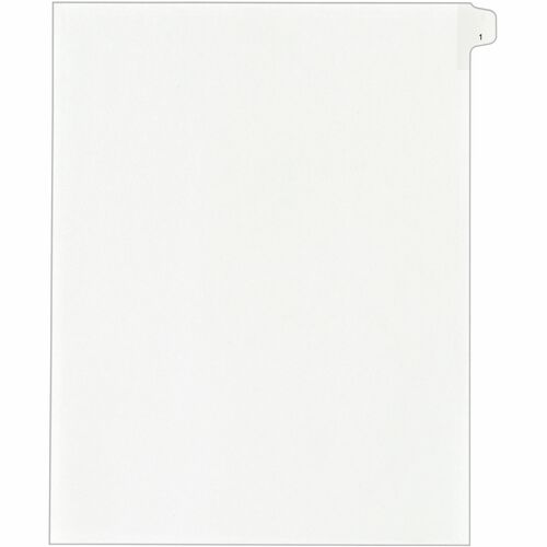 Index Dividers, Side Tab 1 - 1/25 Cut, 8-1/2" x 11", White 25/PK