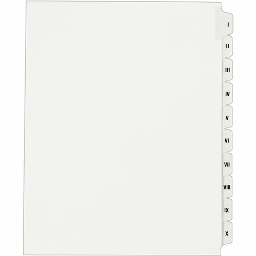 Index Dividers, "I-X", Side Tab, 8-1/2" x 11", White 10/ST