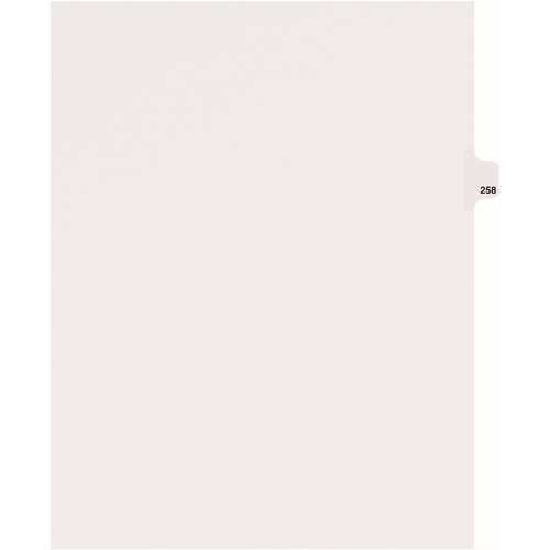 Dividers, "258", Side Tab, 8-1/2"x11", White