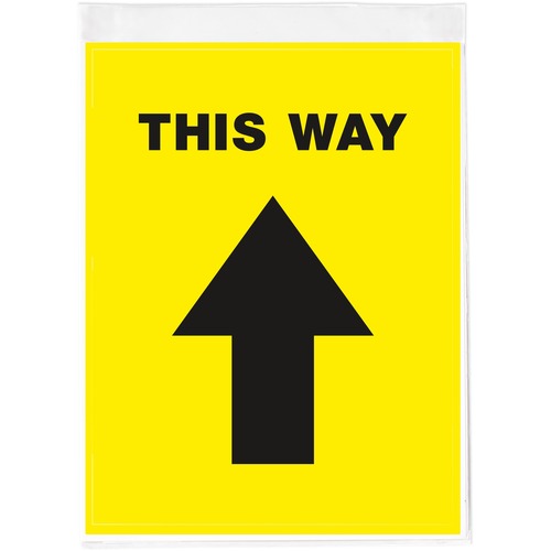 Decal, "This Way", Floor, Removable, 8-1/2" x 11", Yellow/Black 5/PK
