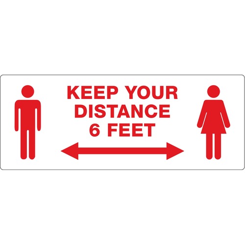 Decal, "Keep Your Distance", Wall, 3-1/4" x 8-3/8", MI 15/PK