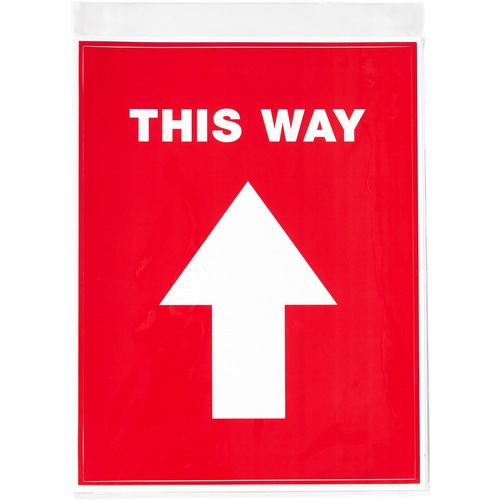 Decal, "This Way", Floor, Removable, 8-1/2" x 11", Red/White 5/PK