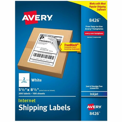 Labels, Inkjet, Shipping, Permanent, 5-1/2" x 8-1/2", White 200/PK