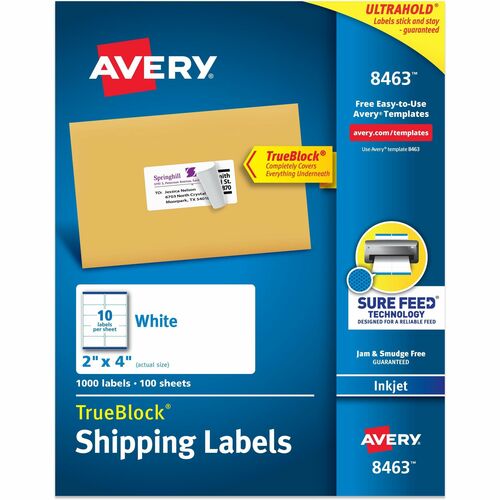Inkjet Labels, Shipping, Permanent, White 1000/BX