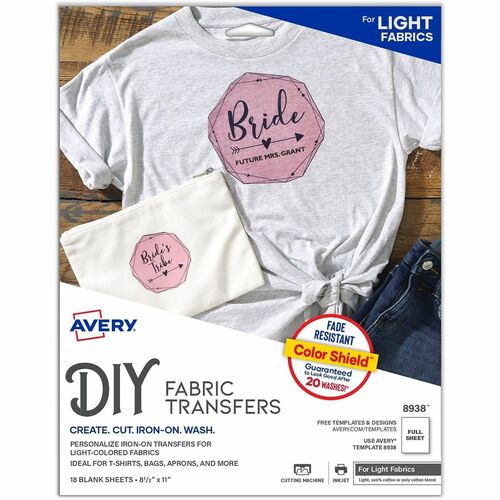 Iron-On T-Shirt Transfers, 8-1/2" x 11", Matte 18/PK