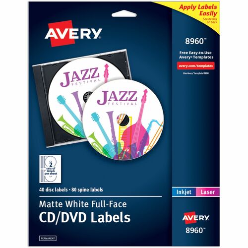 Labels, CD, Inkjet Matte, White 40/PK
