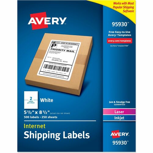 Shipping Labels, Laser, 5-1/2"x8-1/2", White 500/BX