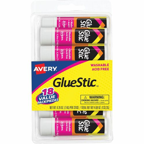 Glue Sticks, Permanent, .26 oz, Value Pack, Clear 18/PK