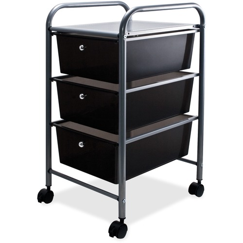 3-Drawer Organizer, w/ Casters, Mobile, 13"x15-1/2"x27", Smoke