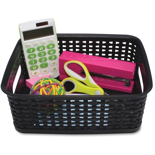 Storage Bins, Plastic, Small, 7-1/2"x10"x4", Black 3/PK