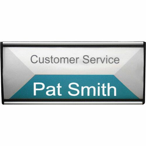 Wall/Door Sign, Transparent Plastic Cover, 8-3/4"x5/8"x4", Black/Silver
