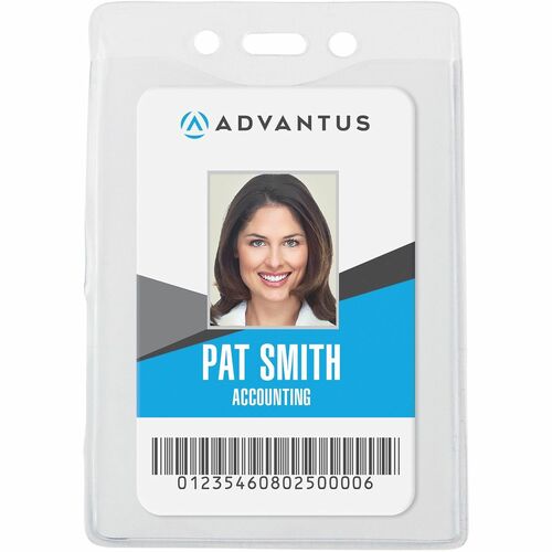 ID Badge Holder, Security, Vertical, Clear 50/BX