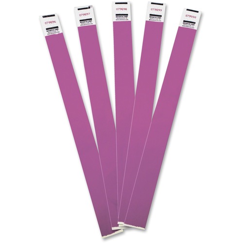 Wristbands, Tyvek, Numbered, 3/4" x 9-3/4", Purple 100/PK