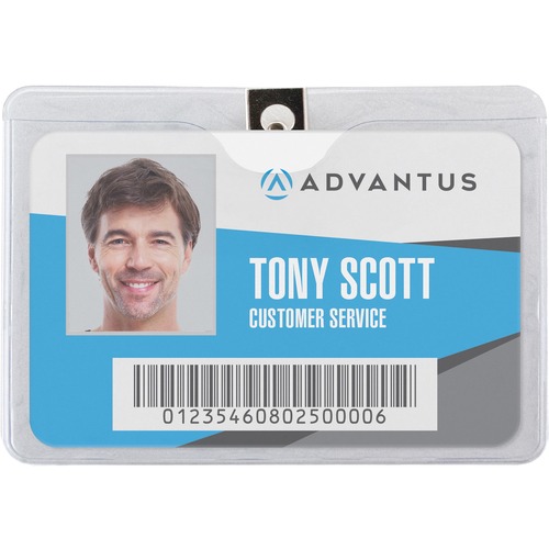 Badge Holder, W/Clip, Horizontal, 4-3/8"x3-1/8", Cl 50/PK