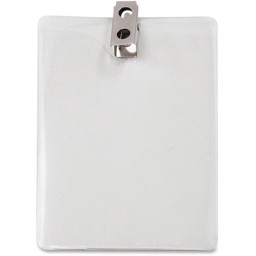 ID Badge Holder, With Clip, Vertical, Clear 50/PK