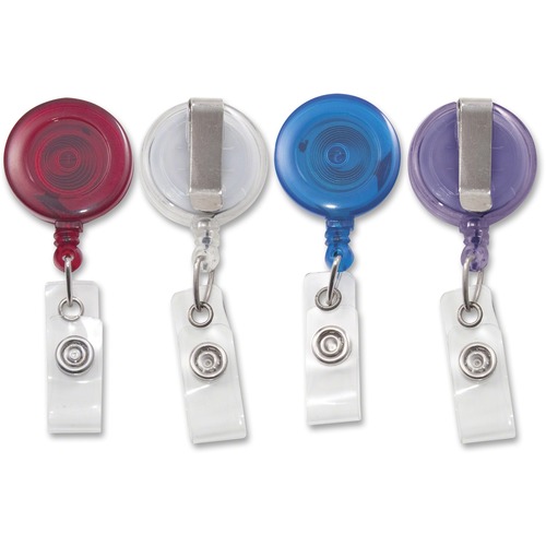 Retracting ID Card Reel, 30" Extension, Translucent, AST 4/PK