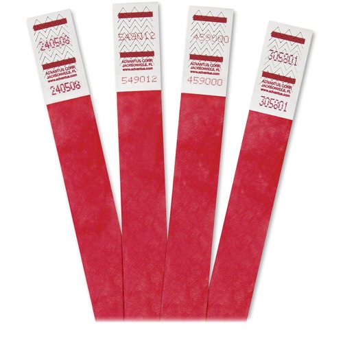 Wrist Band, Numbered, 3/4" x 9-3/4", Red 500/PK