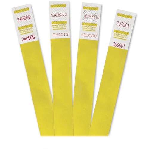 Wrist Band, Numbered, 3/4" x 9-3/4", Yellow 500/PK