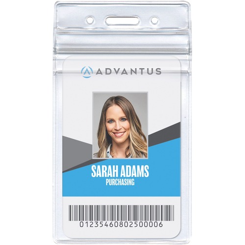 ID Badge Holder, Re-Sealable, Vertical, Clear 50/PK