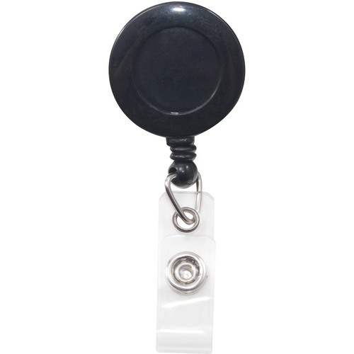 Swivel ID Badge Reel, Clip-On, Retractable, 30" Extension, Black 12/PK