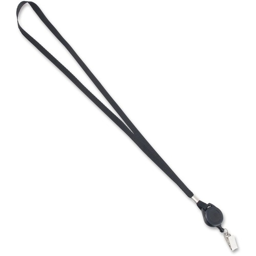 Lanyards, With Badge Clip, Retractable, 36", Black 12/BX