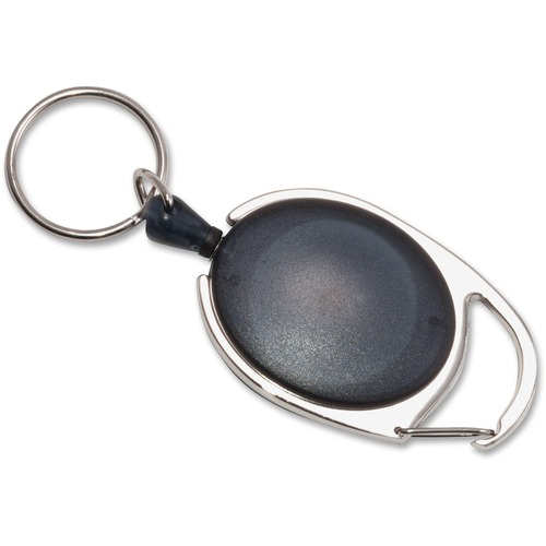 Retractable Carabiner Reel, W/ Key Ring, Smoke 6/PK