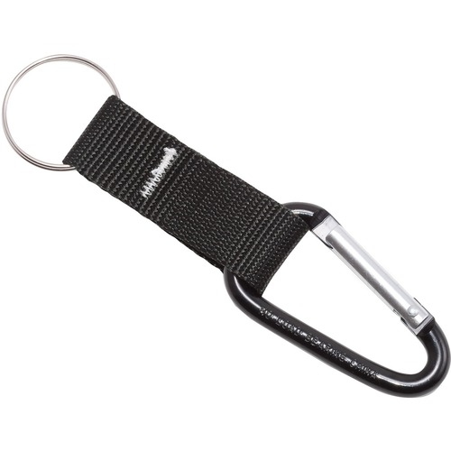 Carabiner Key Chain, Polyester Strap, Black 10/PK