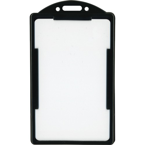 Card Holders, For IDs, 2-1/8" x 3-3/8" Insert, Vertical, Black/Clear 25/PK