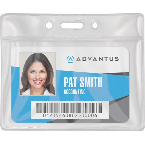 Badge Holders, Vinyl, Horizontal, 3-1/2"x2-1/2" Insert, Clear 50/PK