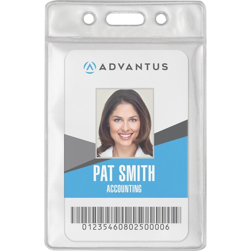 Badge Holders, Vinyl, Vert, 2-1/2"x3-1/2" Insert, Clear 50/PK