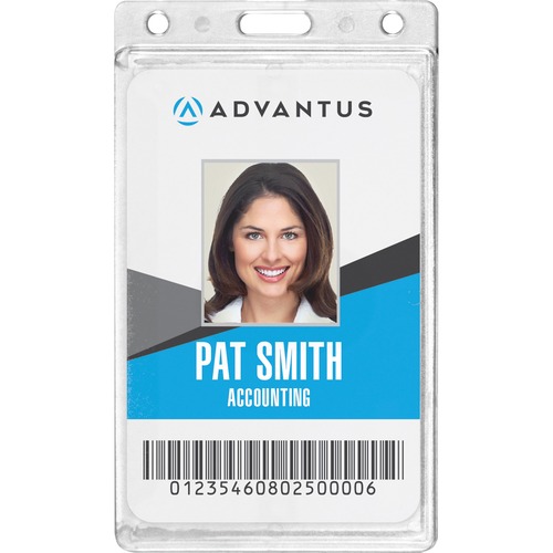 ID Badge Holder, Frosted, Vertical, Clear Frosted 25/BX