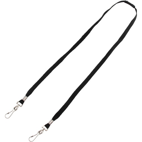 Lanyard, Breakaway, With J-Hook Clips, For Face Masks, 30" L, Black 10/PK